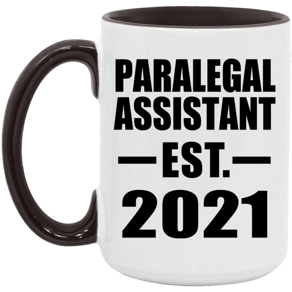 Paralegal Assistant Established EST. 2021 - 15oz Accent Mug Black
