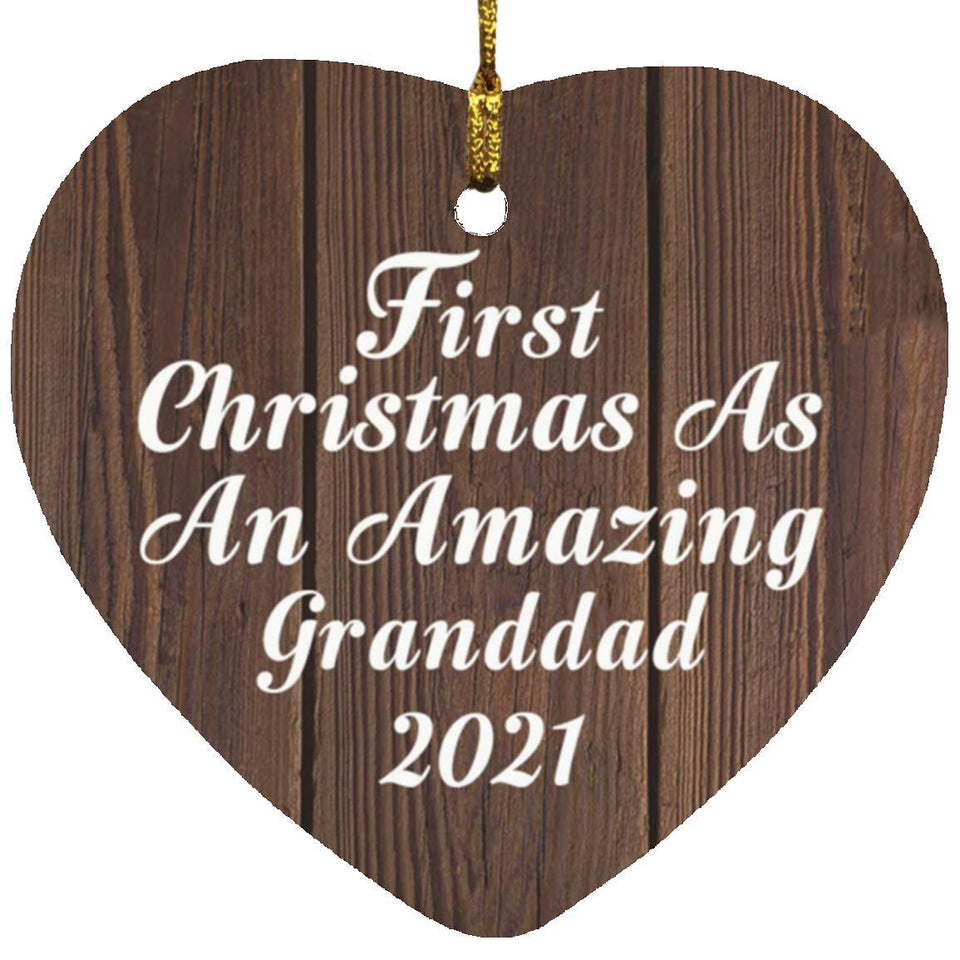 First Christmas As An Amazing Granddad 2021 - Heart Ornament D