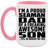 Proud Seaman Dad Of Awesome Son - 15oz Accent Mug Pink