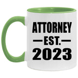 Attorney Established EST. 2023 - 11oz Accent Mug Green