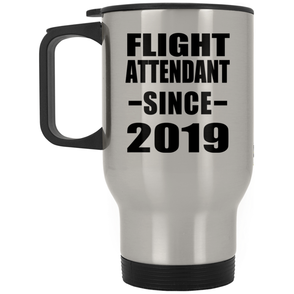 Flight Attendant Since 2019 - Silver Travel Mug