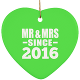 8th Anniversary Mr & Mrs Since 2016 - Heart Ornament
