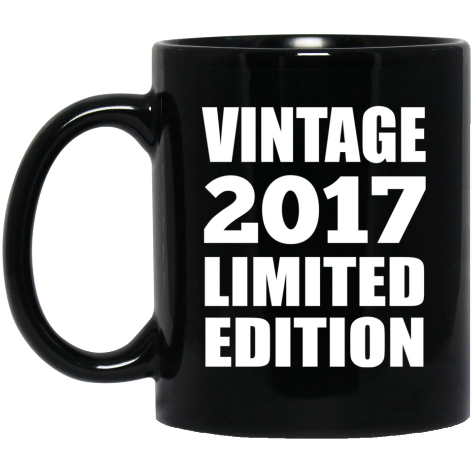 7th Birthday Vintage 2017 Limited Edition - 11oz Coffee Mug Black