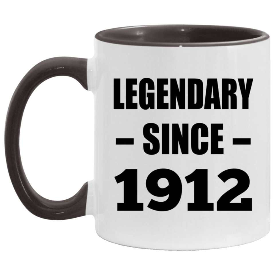 112th Birthday Legendary Since 1912 - 11oz Accent Mug Black