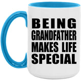 Being Grandfather Makes Life Special - 15oz Accent Mug Blue