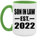 Son In Law Established EST. 2022 - 15oz Accent Mug Green