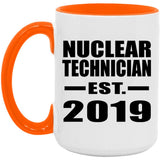 Nuclear Technician Established EST. 2019 - 15oz Accent Mug Orange