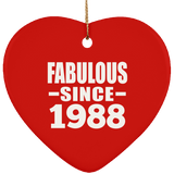 36th Birthday Fabulous Since 1988 - Heart Ornament