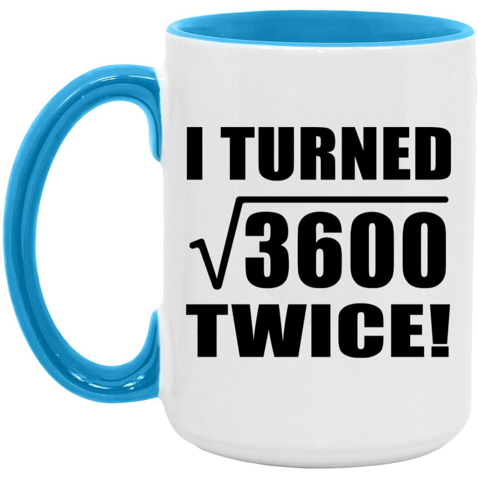 120th Birthday I Turned Square Root of 3600 Twice - 15oz Accent Mug Blue
