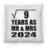 3rd Anniversary Square Root of 9 Years As Mr & Mrs 2024 - Throw Pillow
