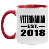 Veterinarian Established EST. 2018 - 11oz Accent Mug Red