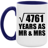 69th Anniversary Square Root of 4761 Years As Mr & Mrs - 15oz Accent Mug Purple