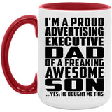 Proud Advertising Executive Dad Of Awesome Son - 15oz Accent Mug Red