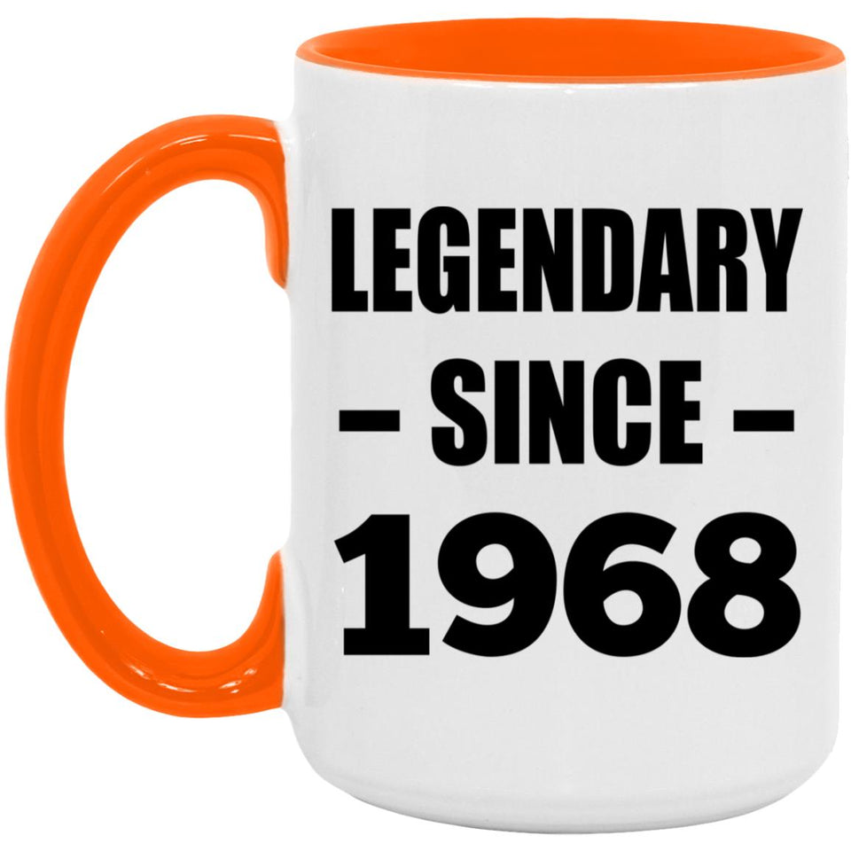 56th Birthday Legendary Since 1968 - 15oz Accent Mug Orange
