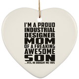 Proud Industrial Designer Mom Of Awesome Son - Heart Ornament