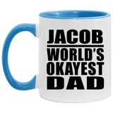 Jacob World's Okayest Dad - 11oz Accent Mug Blue