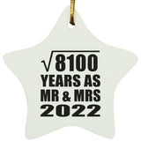 90th Anniversary Square Root of 8100 Years As Mr & Mrs 2022 - Star Ornament