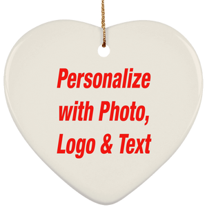 Personalized Custom Gift, Add Photo Logo Text Picture - Ceramic Ornament