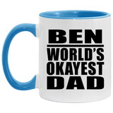 Ben World's Okayest Dad - 11oz Accent Mug Blue