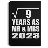 3rd Anniversary Square Root of 9 Years As Mr & Mrs 2023 - Canvas Portrait