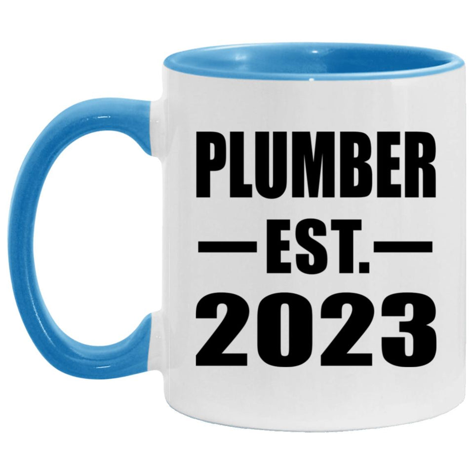 Plumber Established EST. 2023 - 11oz Accent Mug Blue