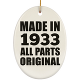 91st Birthday Made in 1933 All Parts Original - Oval Ornament