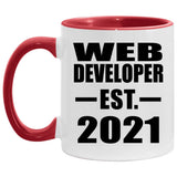 Web Developer Established EST. 2021 - 11oz Accent Mug Red