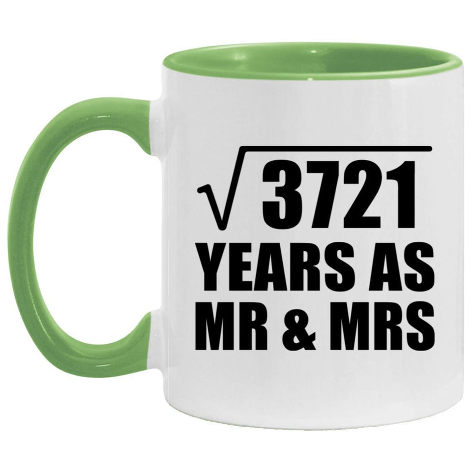 61st Anniversary Square Root of 3721 Years As Mr & Mrs - 11oz Accent Mug Green