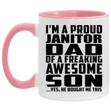 Proud Janitor Dad Of Awesome Son - 11oz Accent Mug Pink