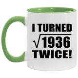 88th Birthday I Turned Square Root of 1936 Twice - 11oz Accent Mug Green