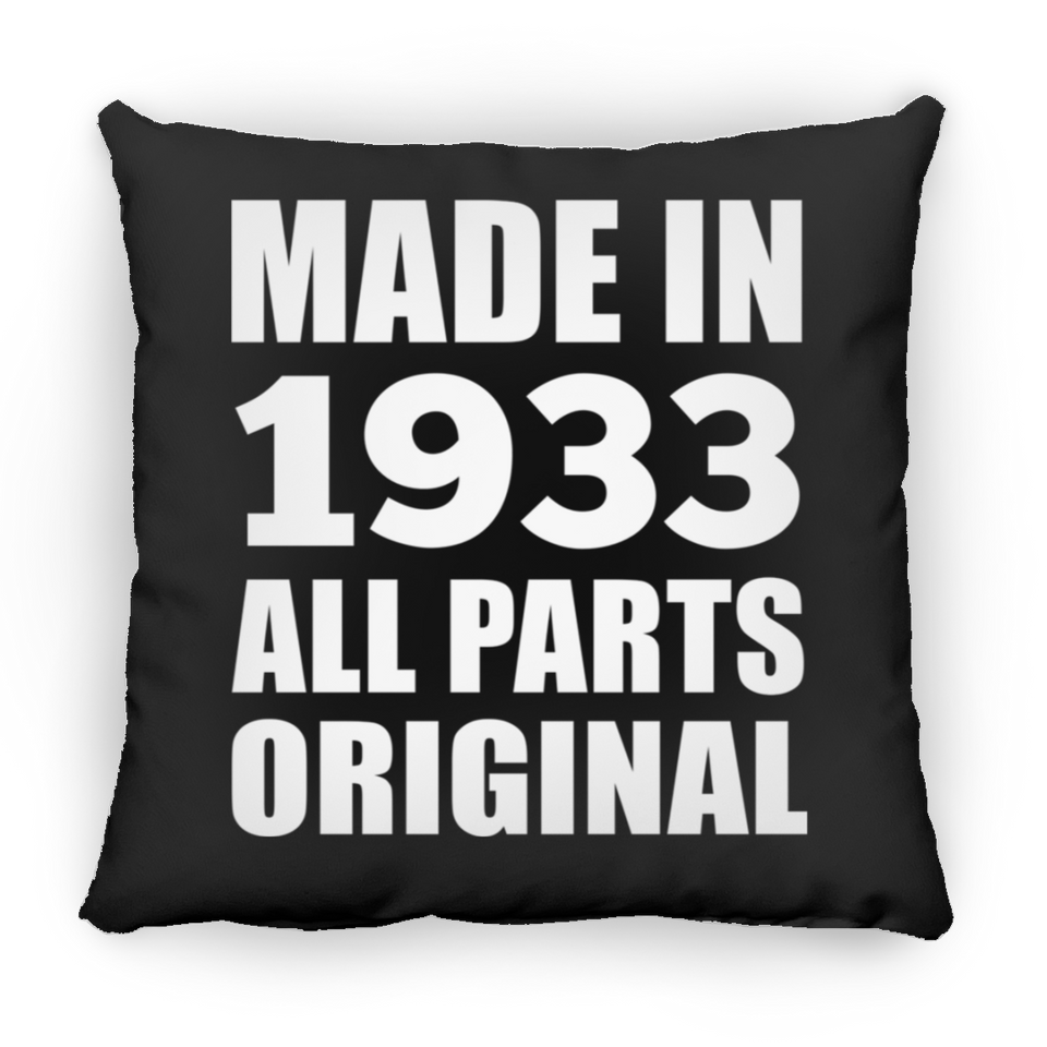 91st Birthday Made in 1933 All Parts Original - Throw Pillow Black