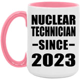 Nuclear Technician Since 2023 - 15oz Accent Mug Pink