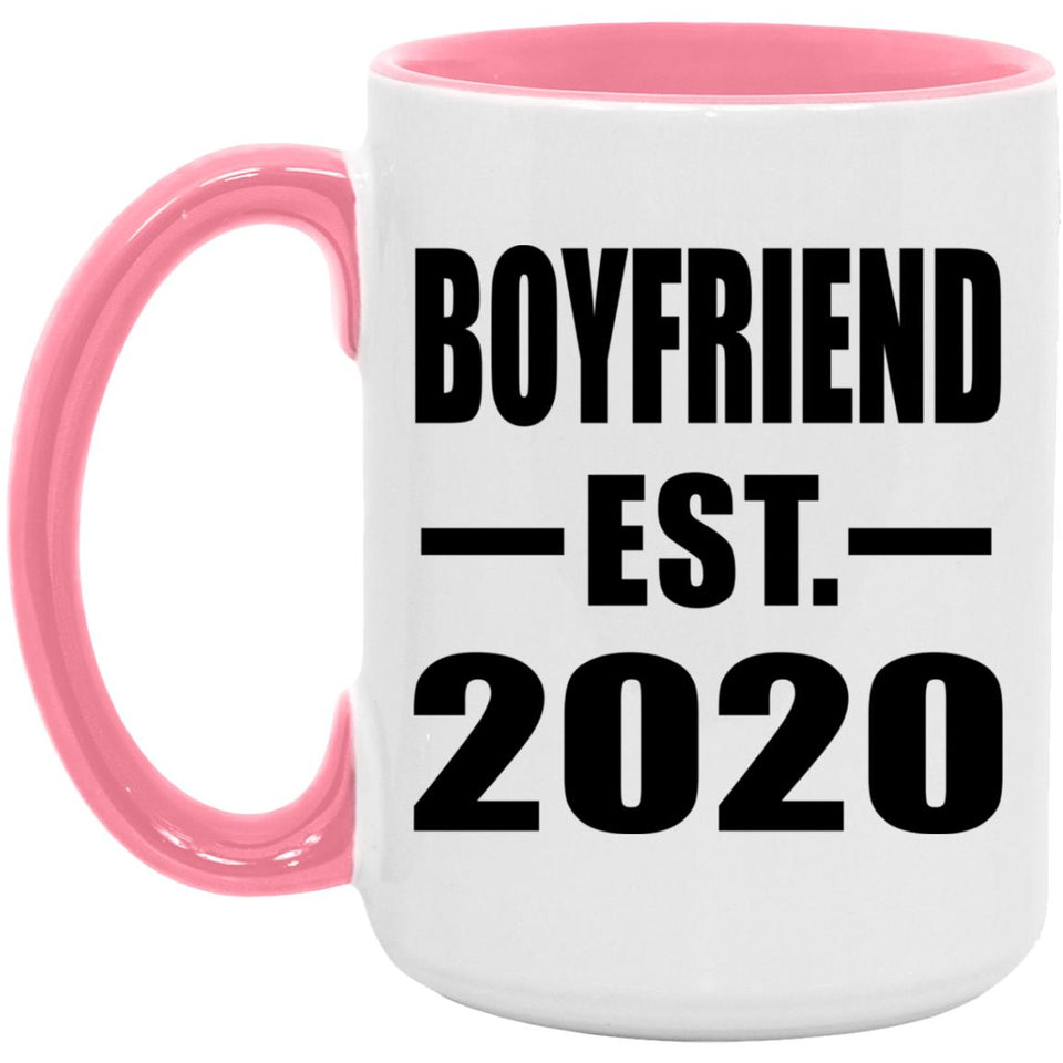 Boyfriend Established EST. 2020 - 15oz Accent Mug Pink