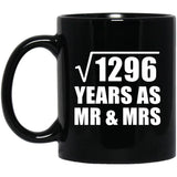 36th Anniversary Square Root of 1296 Years As Mr & Mrs - 11oz Coffee Mug Black