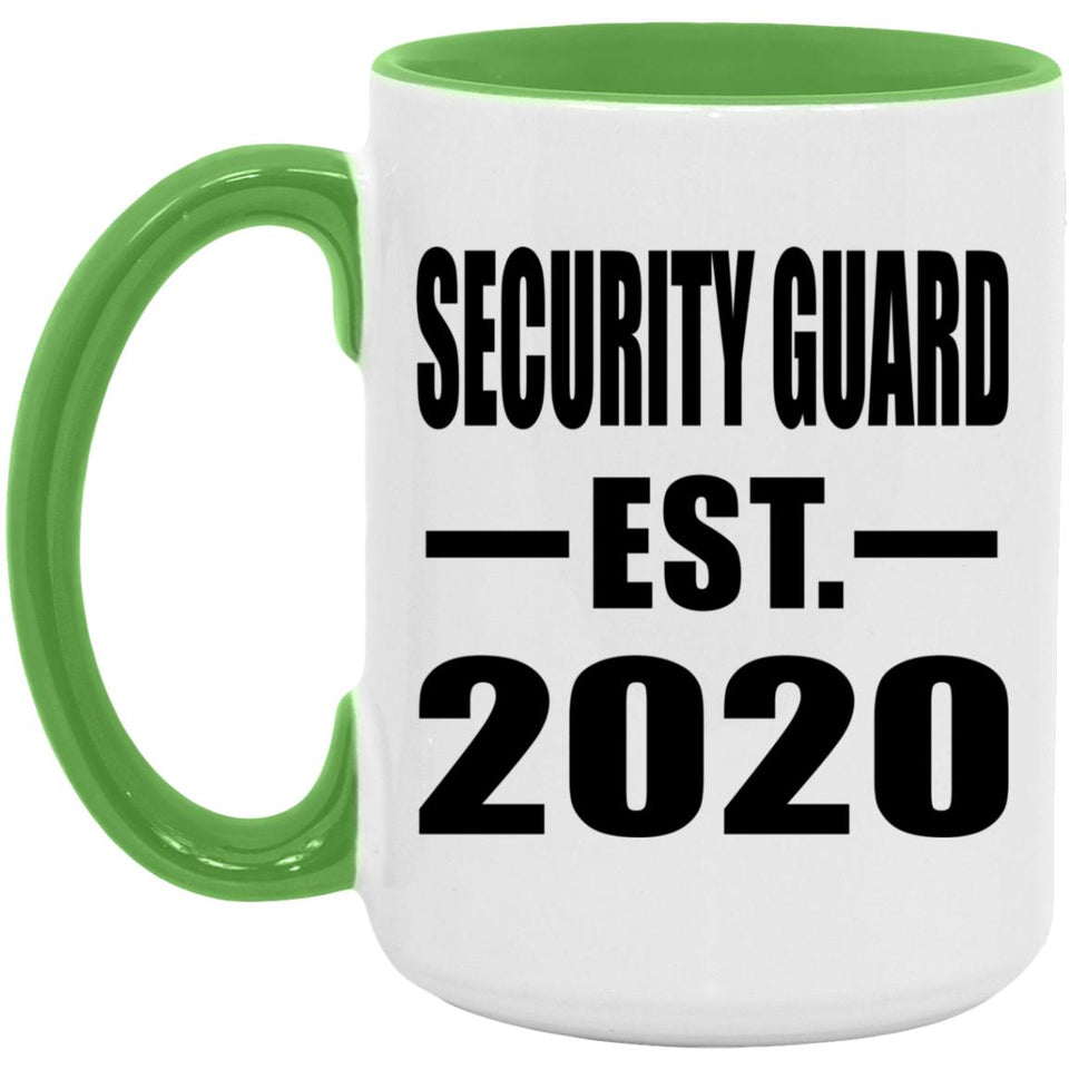 Security Guard Established EST. 2020 - 15oz Accent Mug Green