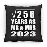 16th Anniversary Square Root of 256 Years As Mr & Mrs 2023 - Throw Pillow Black