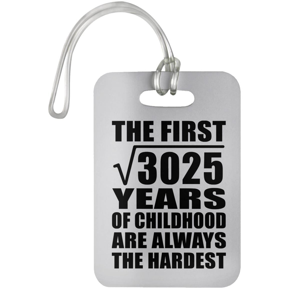 55th Birthday Square Root of 3025 Years of Childhood - Luggage Bag Tag