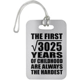 55th Birthday Square Root of 3025 Years of Childhood - Luggage Bag Tag