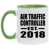 Air Traffic Controller Established EST. 2018 - 11oz Accent Mug Green