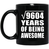 98th Birthday Square Root of 9604 Years of Being Awesome - 11oz Coffee Mug Black