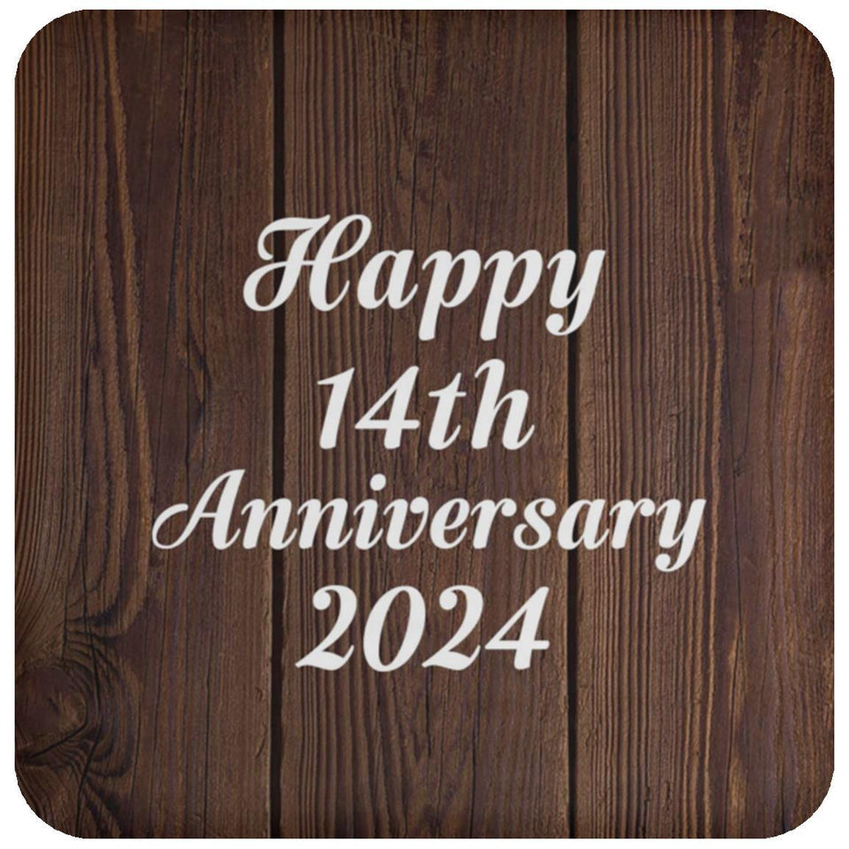 Happy 14th Anniversary 2024 - Drink Coaster D