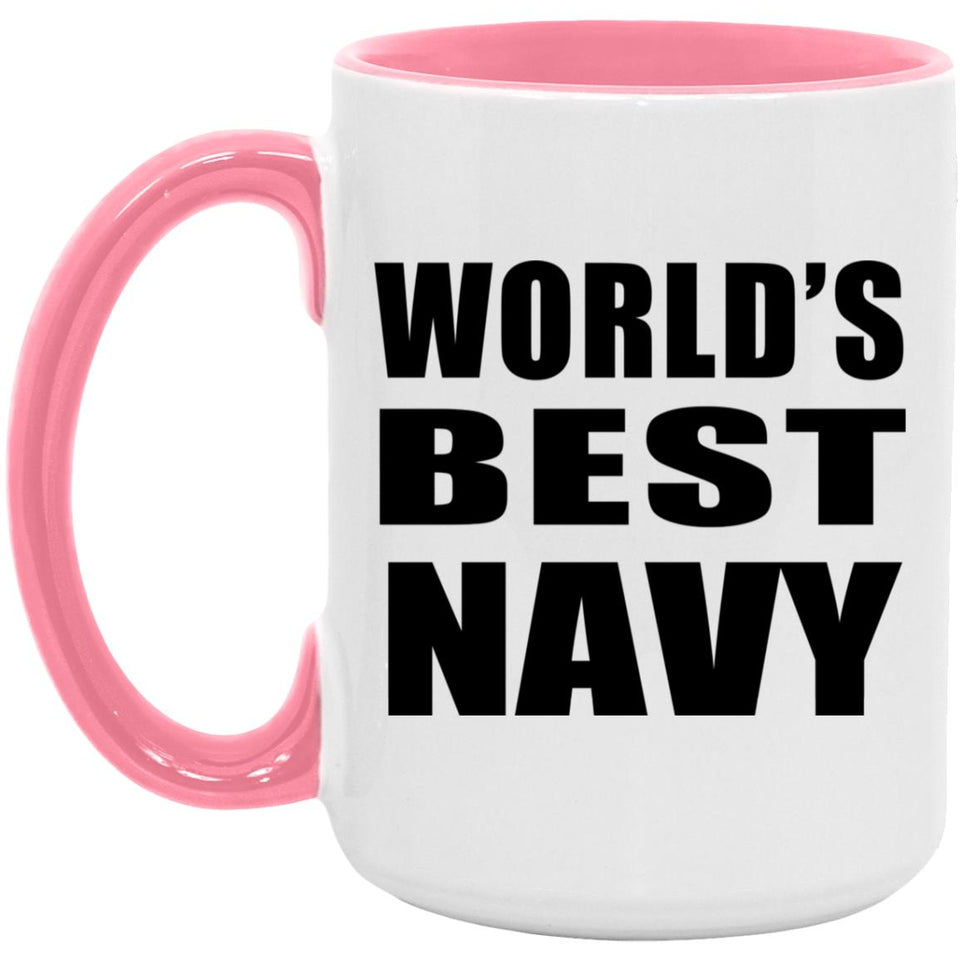 World's Best Navy - 15oz Accent Mug Pink