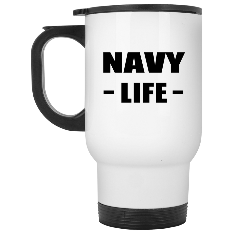 Navy Life - White Travel Mug