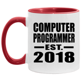 Computer Programmer Established EST. 2018 - 11oz Accent Mug Red