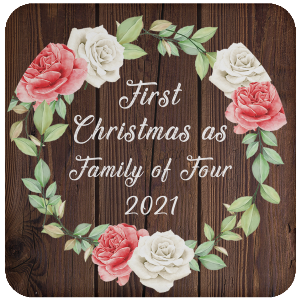 First Christmas As Family Of Four 2021 - Drink Coaster A