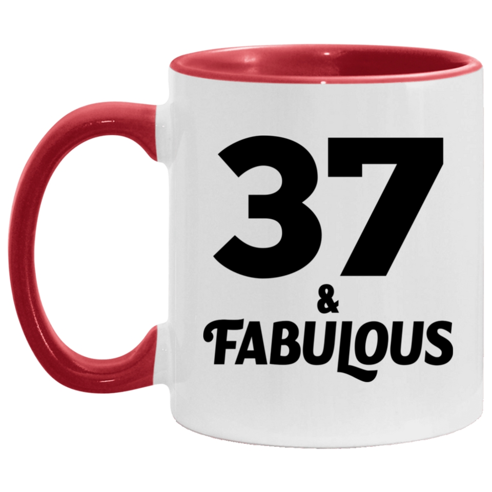 37th Birthday 37 & Fabulous - 11oz Accent Mug Red