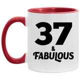 37th Birthday 37 & Fabulous - 11oz Accent Mug Red