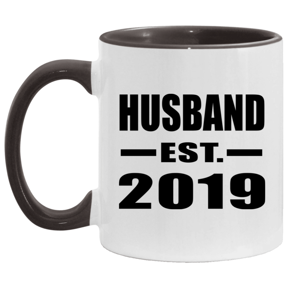 Husband Established EST. 2019 - 11oz Accent Mug Black