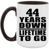 44th Anniversary 44 Years Down Lifetime To Go - 15oz Accent Mug Black