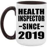 Health Inspector Since 2019 - 15oz Accent Mug Black